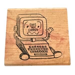 Great Impressions Vintage 1989 Does Not Compute Computer Rubber Stamp
